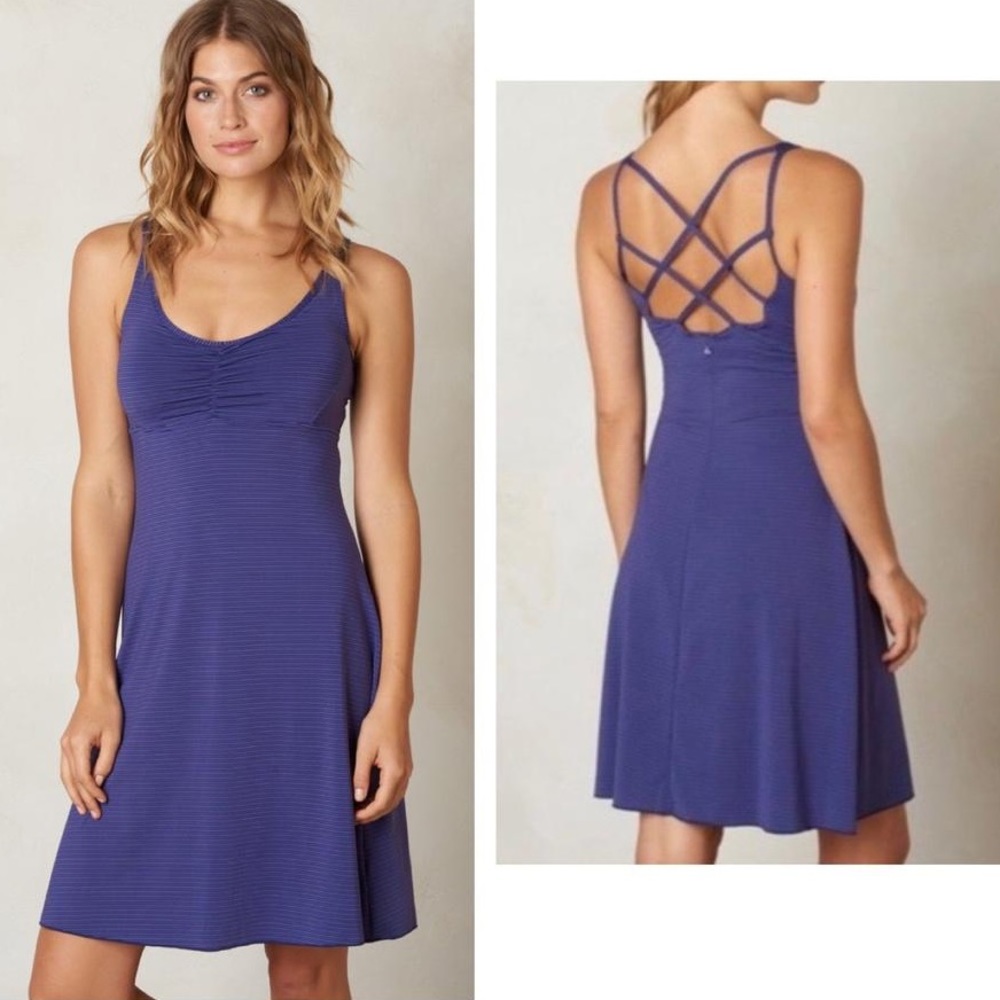 Prana Rebecca Athleisure Dress Blue Striped